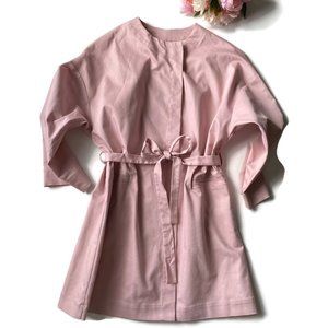 Pink Open/Wrap front A-Line coat with belt tie Size L